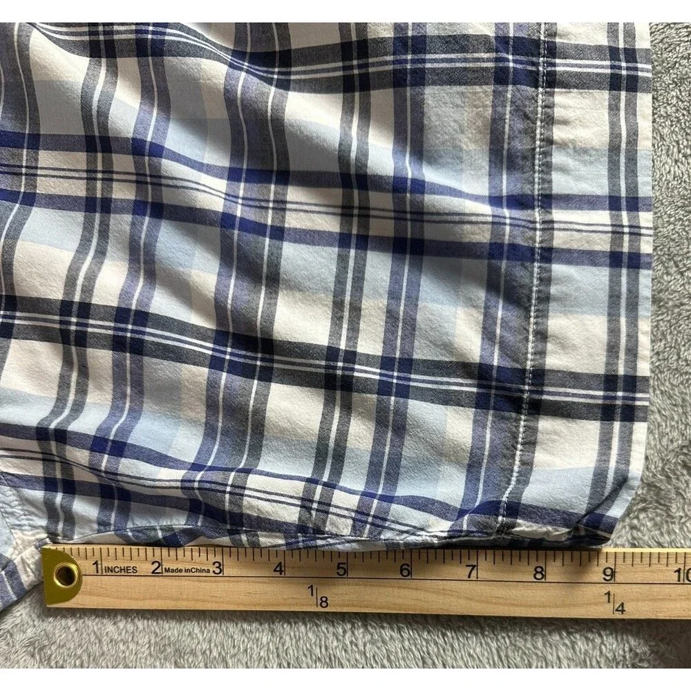 Vintage Polo Jeans Ralph Lauren Plaid Shorts Men's 34 Blue White 100% Cotton